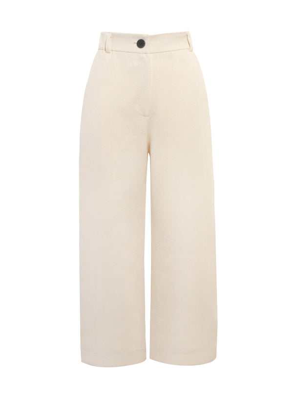 Organic Cotton Twill Wide Leg Cropped Trouser - Onesta UK - #ethical_Clothes#