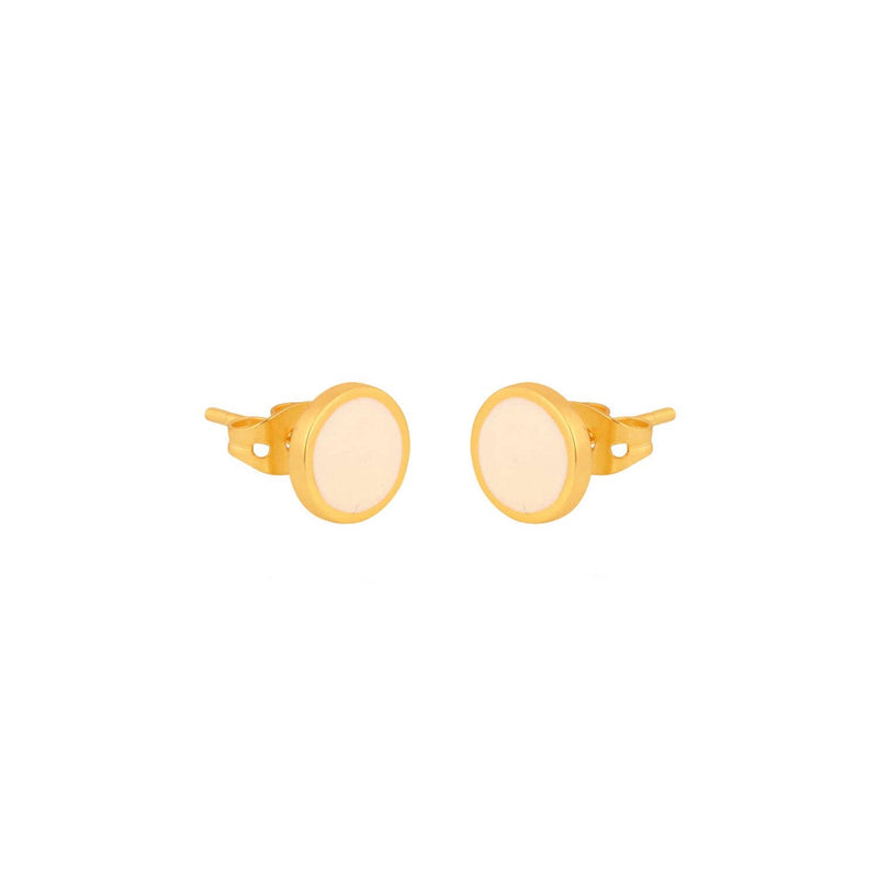 Gold and cream enamel stud earring