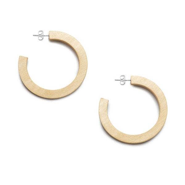 White Wood classic Hoop Earring