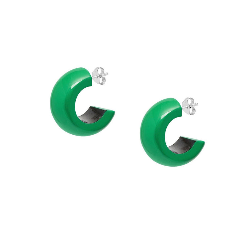 Small Green rounded hoop earrings