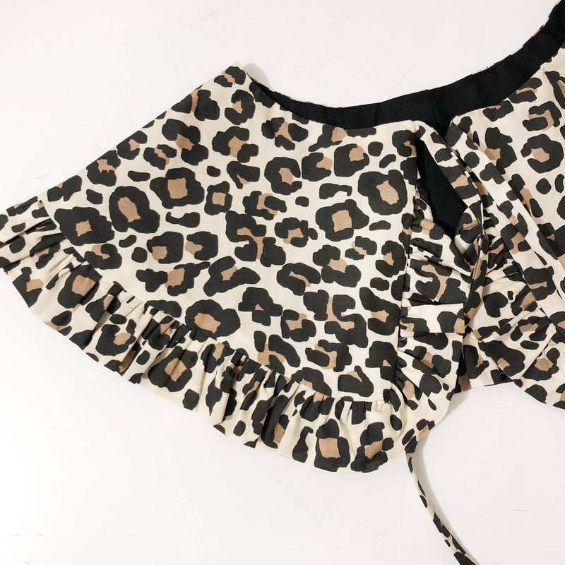 Leopard Print Cotton Detachable Collar, Oversized Collar: Regular