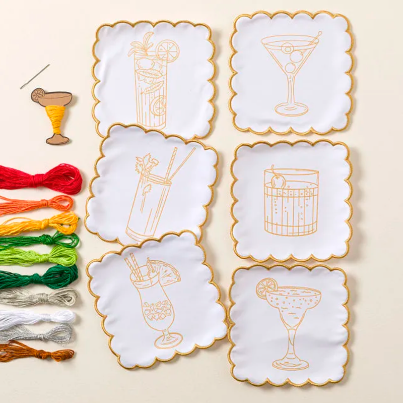 Stitch Your Cocktail Napkins - Cocktail Embroidery Kit