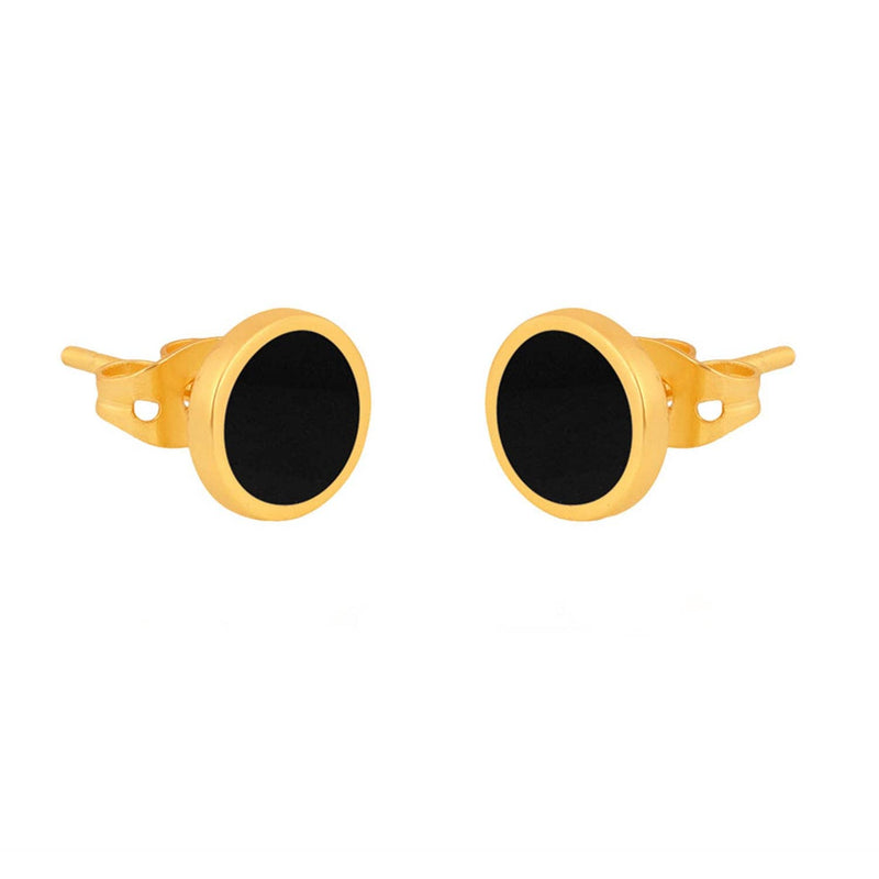 Gold and black enamel stud earring