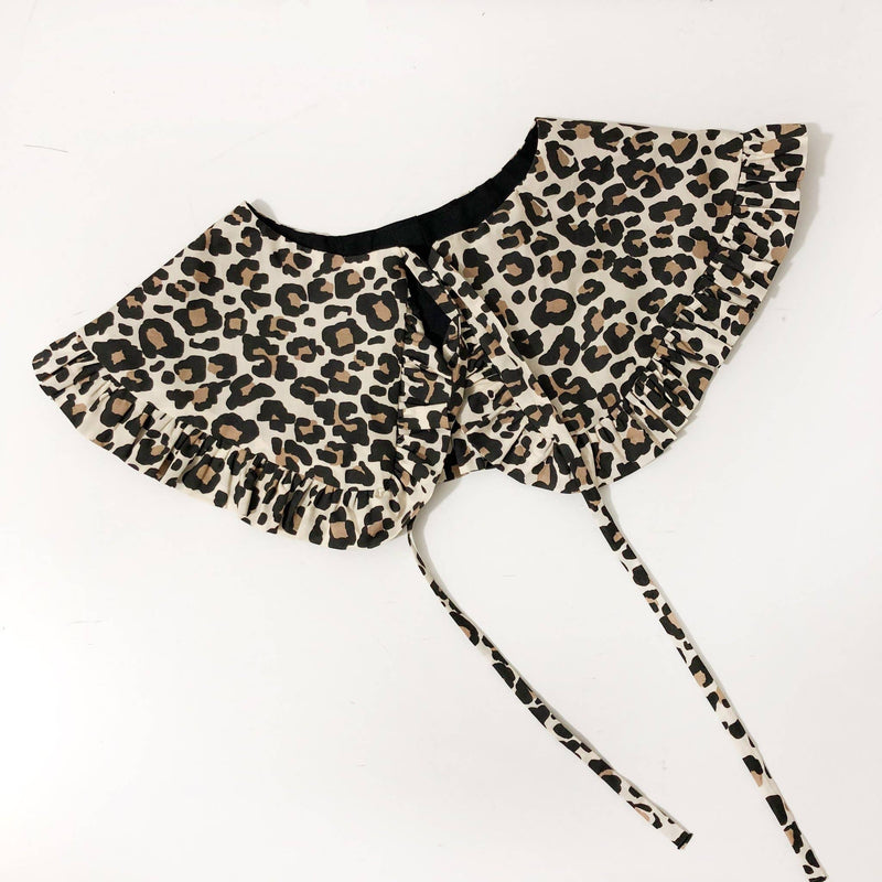 Leopard Print Cotton Detachable Collar, Oversized Collar: Regular