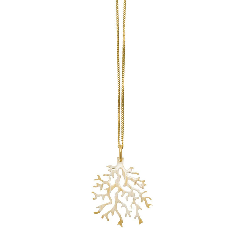 White coral shaped pendant - Gold