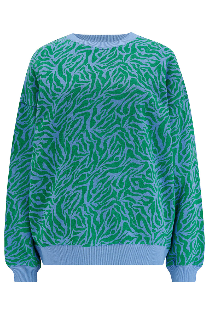 Blue and Green Wild Print Sweatshirt