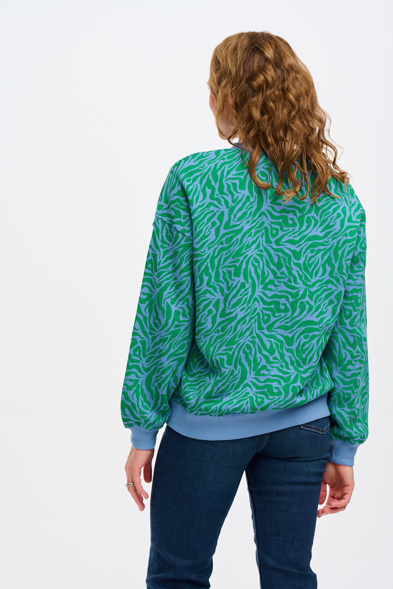 Blue and Green Wild Print Sweatshirt