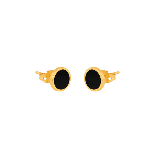 Gold and black enamel stud earring