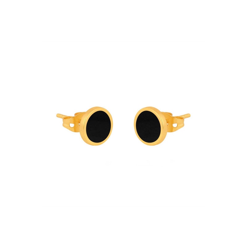 Gold and black enamel stud earring