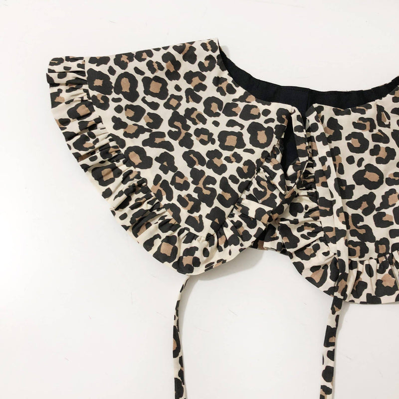 Leopard Print Cotton Detachable Collar, Oversized Collar: Regular