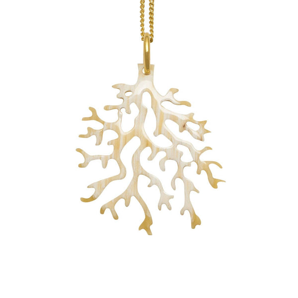 White coral shaped pendant - Gold