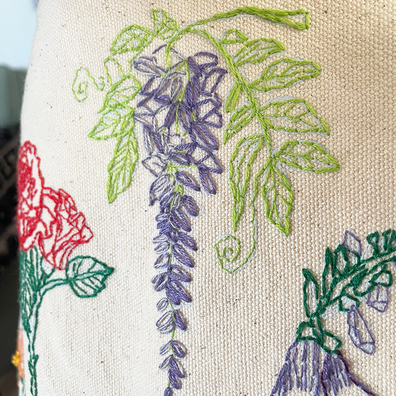 Stitch Your Flowers Tote Bag - Embroidery Kit grocery bag