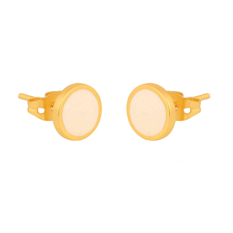 Gold and cream enamel stud earring