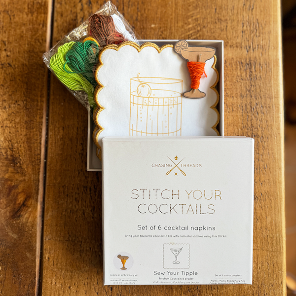 Stitch Your Cocktail Napkins - Cocktail Embroidery Kit