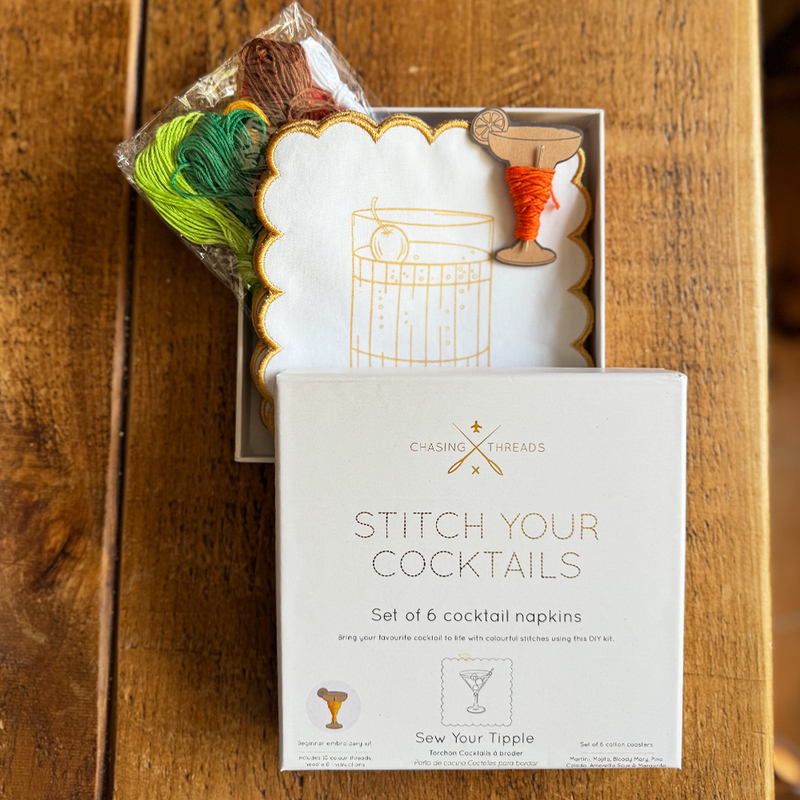 Stitch Your Cocktail Napkins - Cocktail Embroidery Kit