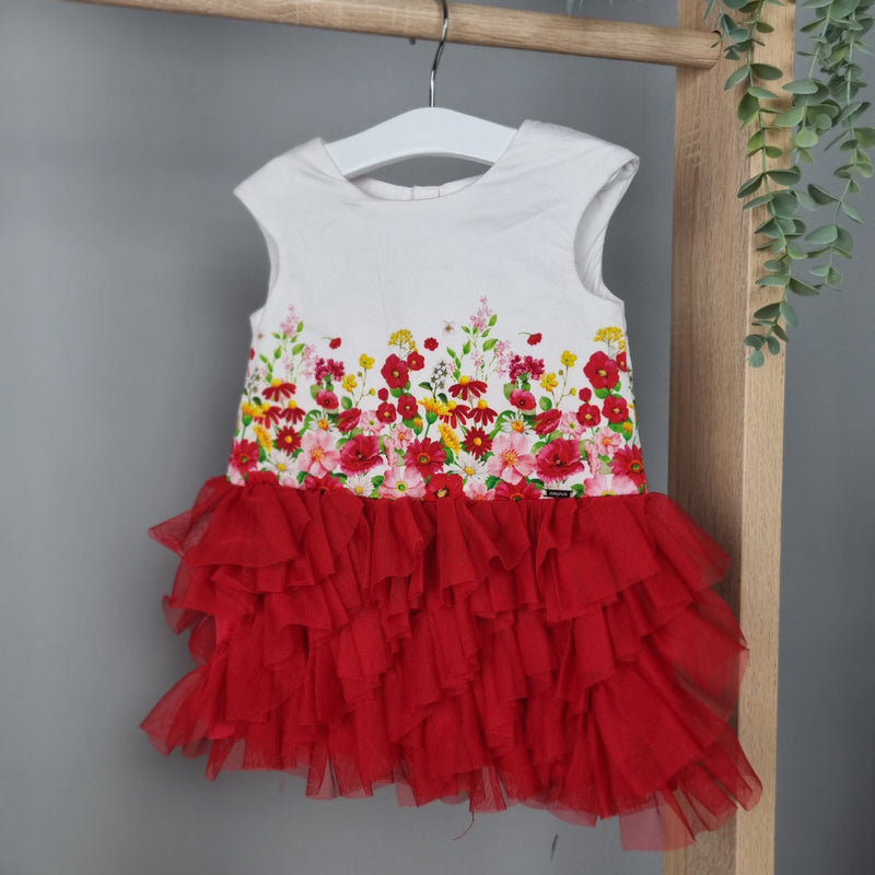 Red Floral Tulle Dress