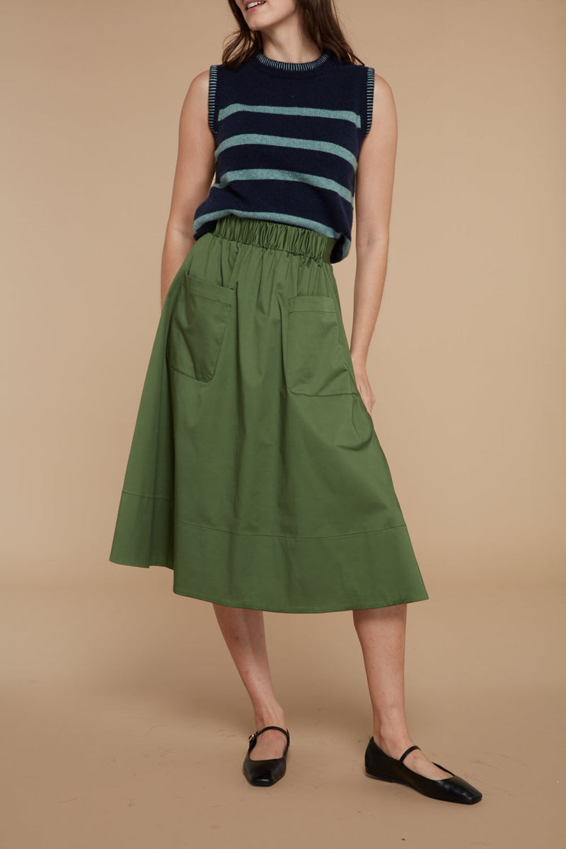 Taylor Elasticated Waist Skirt Forest Green