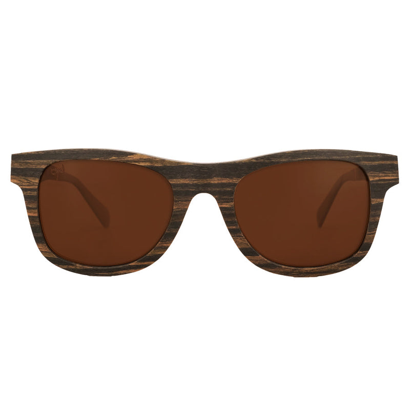 Wooden sunglasses with brown polarised lenses