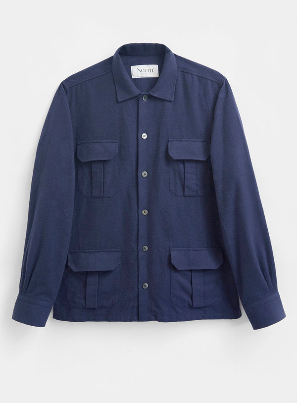 Recycled Italian Navy Flannel Over Shirt Over Shirts Neem Global 