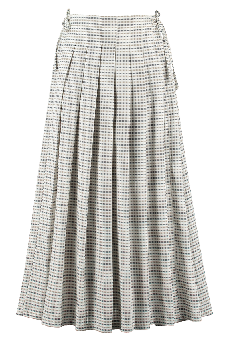 Gingham Pleat & Tie Skirt