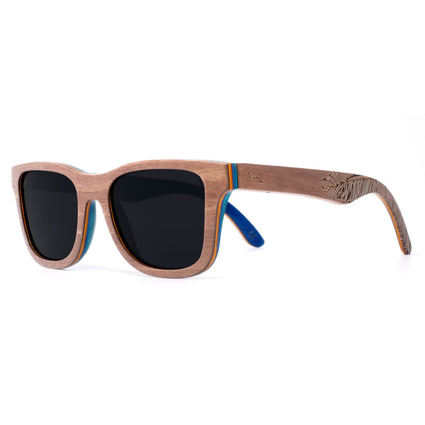 eco-friendly wooden sunglasses with blue wood inside
