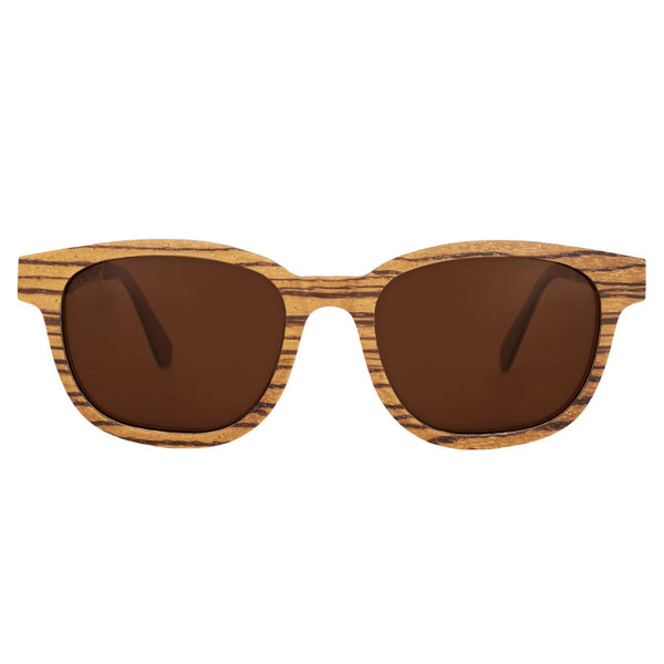 Eco conscious wooden sunglasses with brown polarised lenses