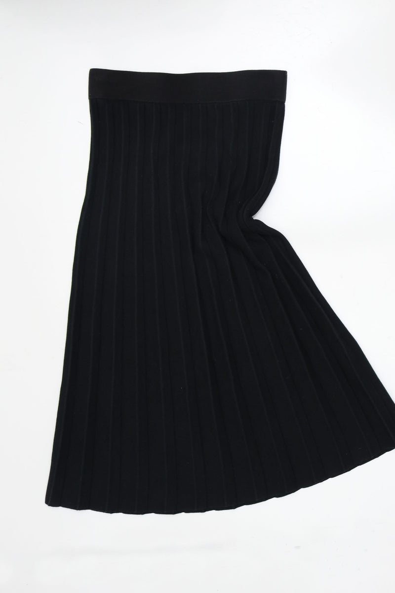 Cos Knitted Cotton Pleated Skirt In Black