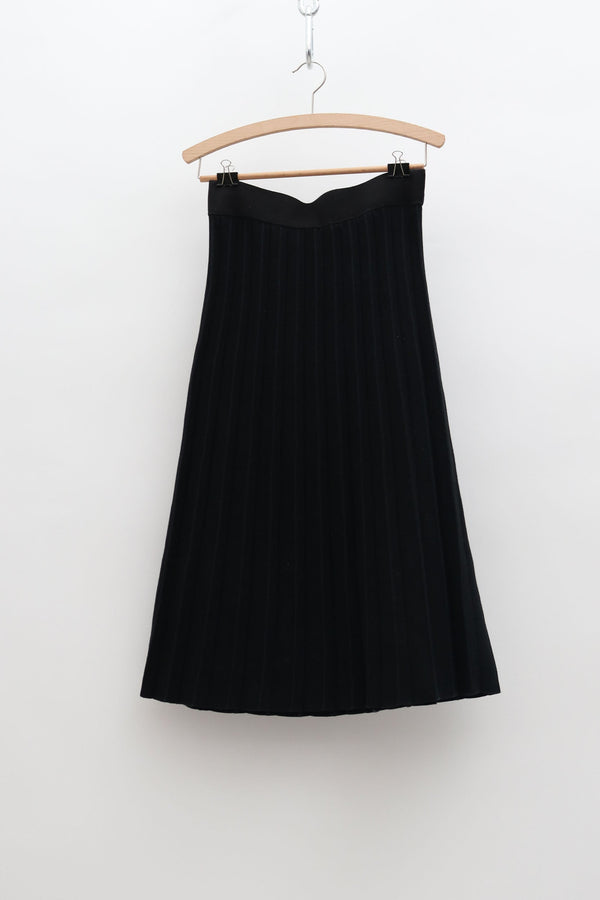 Cos Knitted Cotton Pleated Skirt In Black