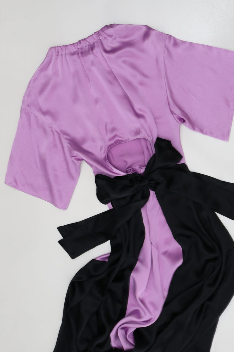 Silk Purple & Black Midi Dress