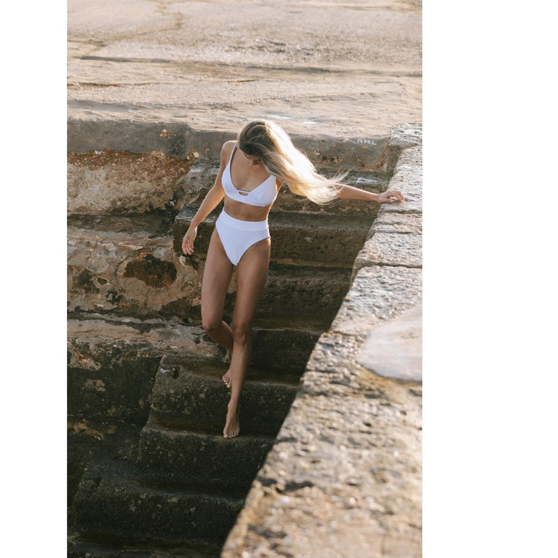 The 'Abella' Reversible Bikini Bra in White Seagrass