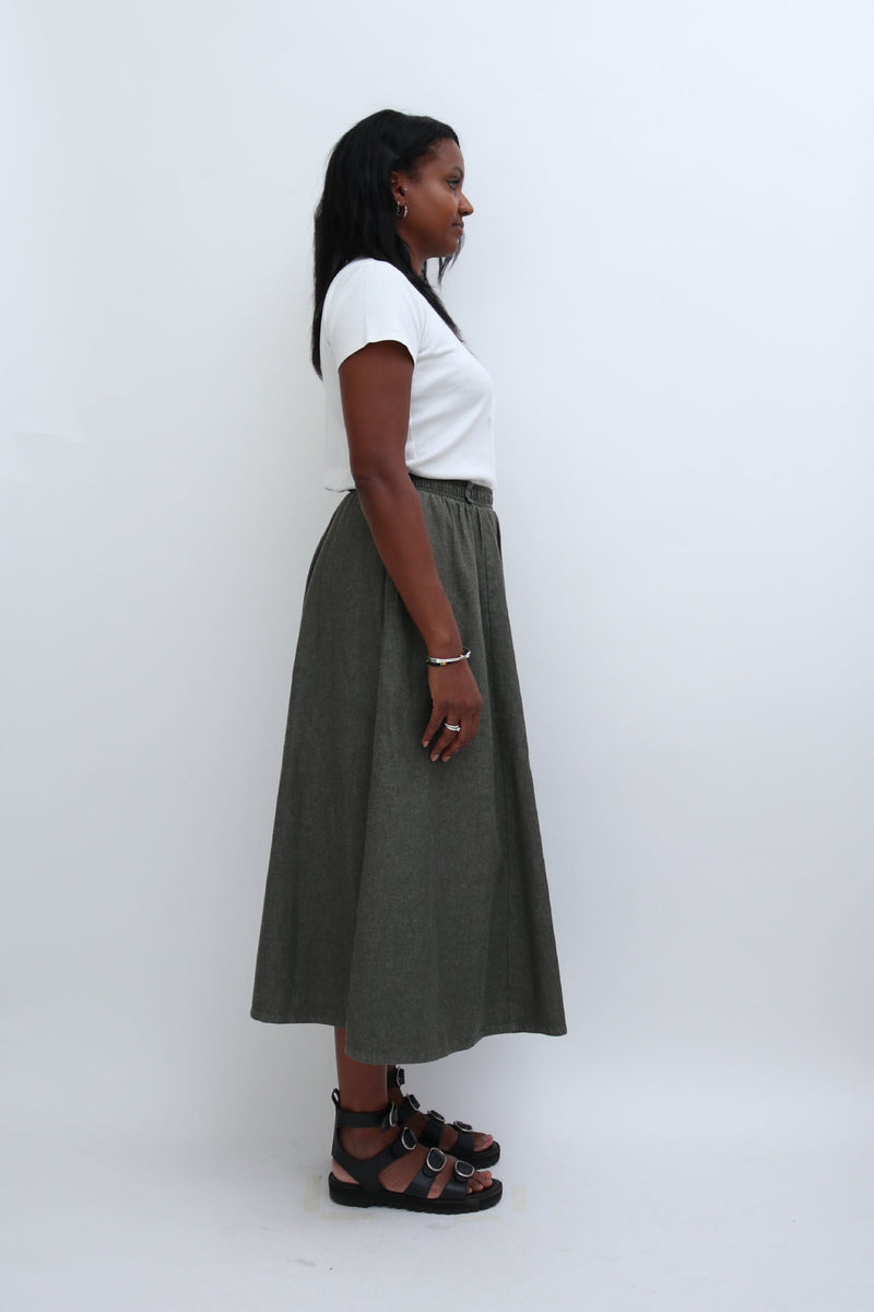 VINTAGE A-LINE MIDI SKIRT
