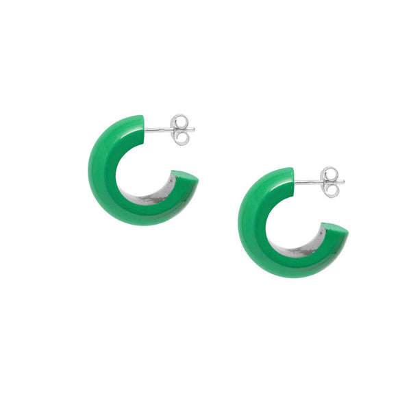 Small Green rounded hoop earrings